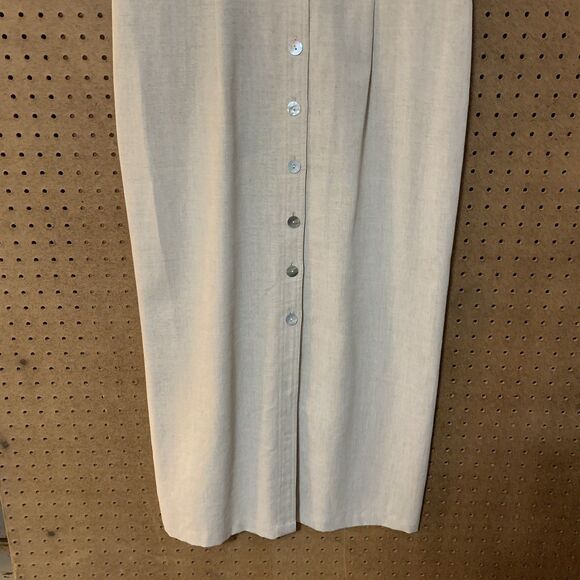 St John's Bay Vintage Utility Shirt Dress 10M Linen Khaki Short Sleeve Collar - Picture 4 of 9